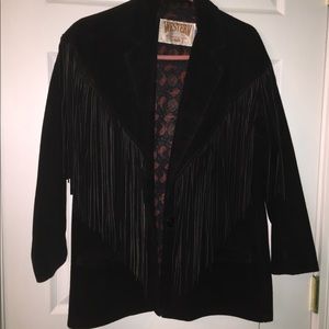 VINTAGE black suede fringe jacket NWOT